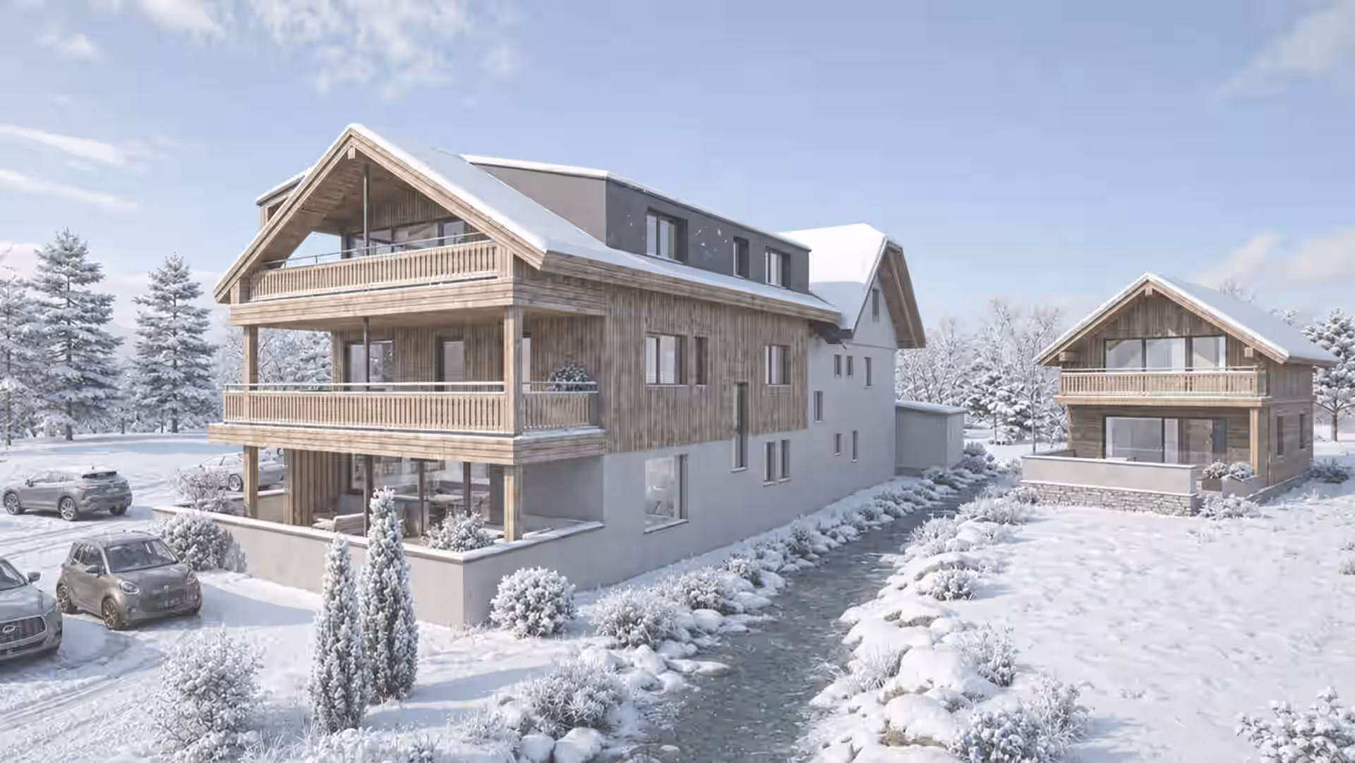 Eisl Appartements – Das Mühlrad in winter (visualisation after modernisation)