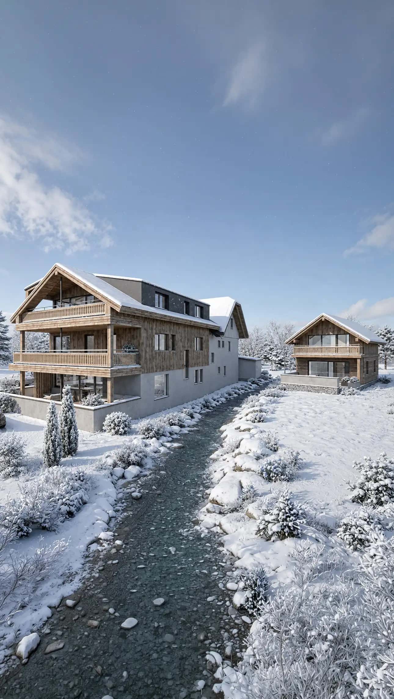 Eisl Appartements – Das Mühlrad in winter (visualisation after modernisation)